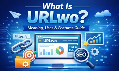 What is URLwo illustration showing link management, SEO analytics dashboard, and URL shortening features