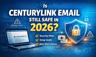 CenturyLink email safety graphic with laptop, shield, and phishing alert